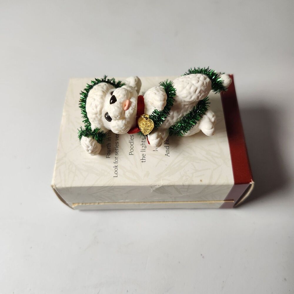 Hallmark Keepsake Poodle Ornament 1994 Puppy Love White Poodle 4th in series